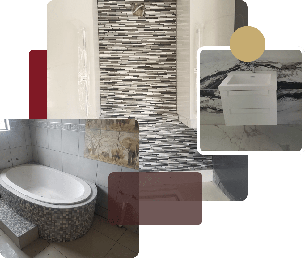 Completed Yarona bathroom tiling, bath and vanity installation work