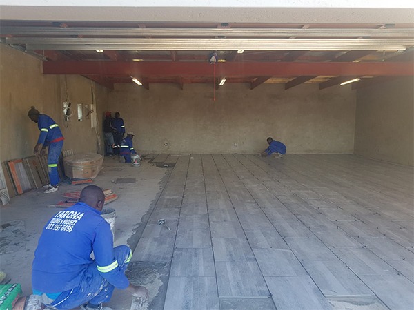 Team tiling installation